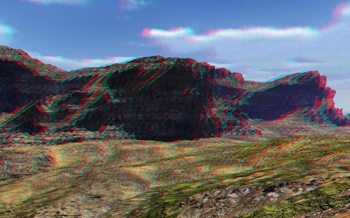 Leaning Mountains Anaglyph